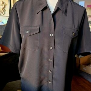 Kathie Lee Collection Black Short Sleeve Shirt..Button Down NWT